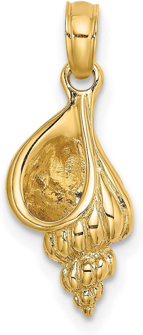 3D Mini Precious Wentletrap Shell Charm In Real 14k Yellow Gold 14 mm x 8 mm