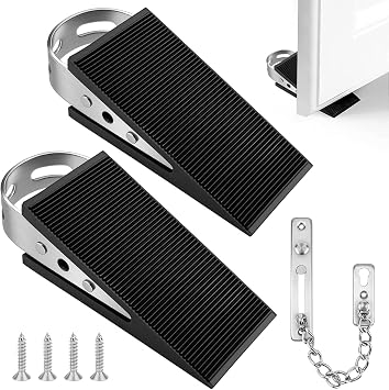 Door Wedges Heavy Duty, Mobile Door Buffer 2PCS with Door Chain Lock