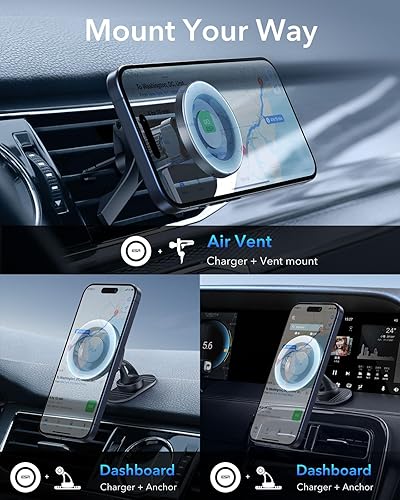 Miniatura 6 de ESR para soporte de coche MagSafe, soporte magnético para teléfono para la rejilla de ventilación del coche, soporte para teléfono de coche para