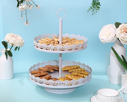 Miniatura 6 de GMWD Juego de soportes de metal para tartas, mesa de postres, pedestal, soporte para cupcakes, plato de dona, bandeja de servir para decoración de