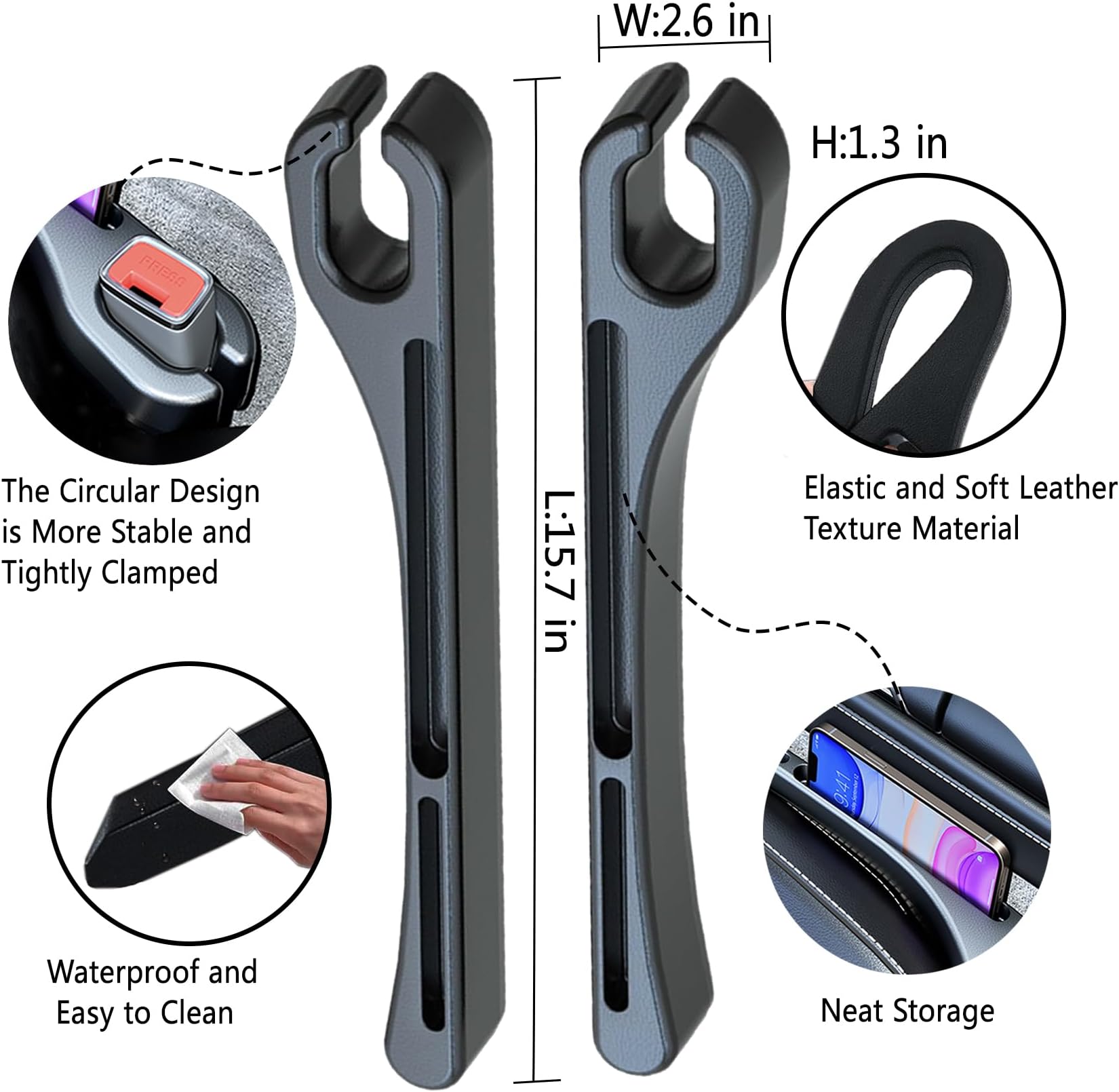Upgraded Car Seat Gap Filler 2 Pack,Car Gap Filler Prevent Things from Falling Between Seat and Center Console, car Accessories Cool