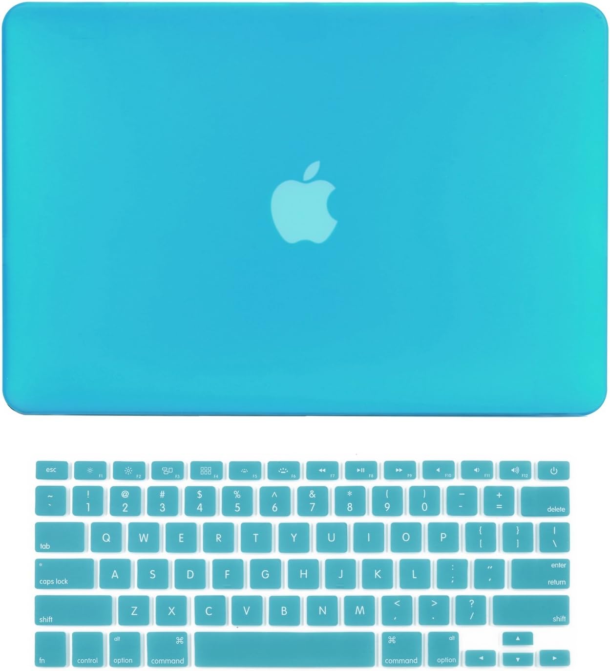 TOP CASE - 2 in 1 Signature Bundle Rubberized Hard Case and Keyboard Cover Compatible Old Generation MacBook Pro 15" with DVD Drive/CD-ROM Model: A1286 (Release 2008 - Mid 2012) - Aqua Blue