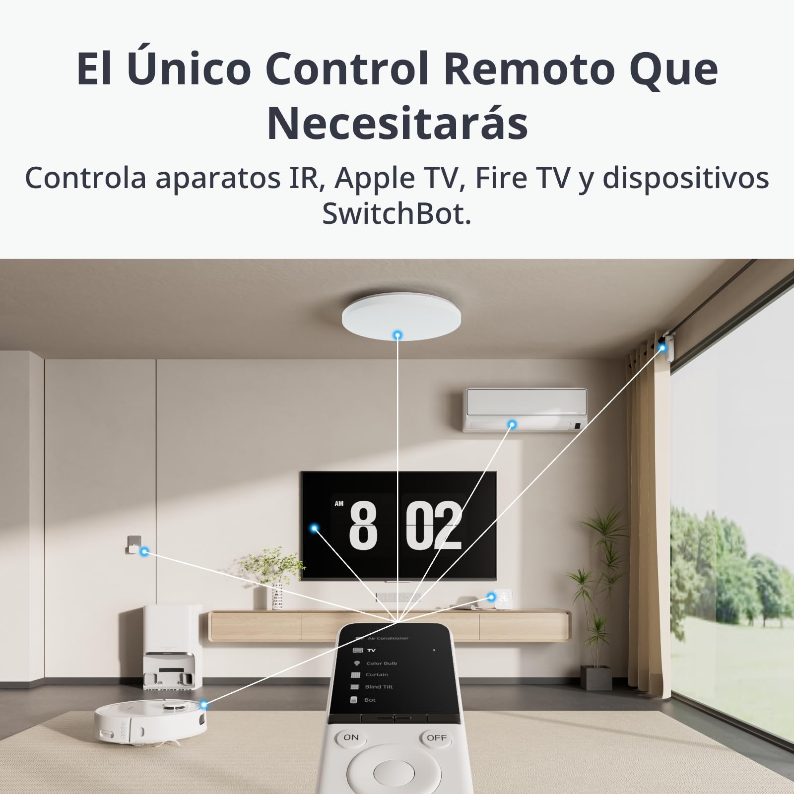 SwitchBot Universal Remote Control con Hub Mini Matter Activado, Control Remoto Inteligente Todo-en-uno con App Adaptable, Control de Aparatos IR/Bluetooth, Compatible con TV/AC/SwitchBots y Más