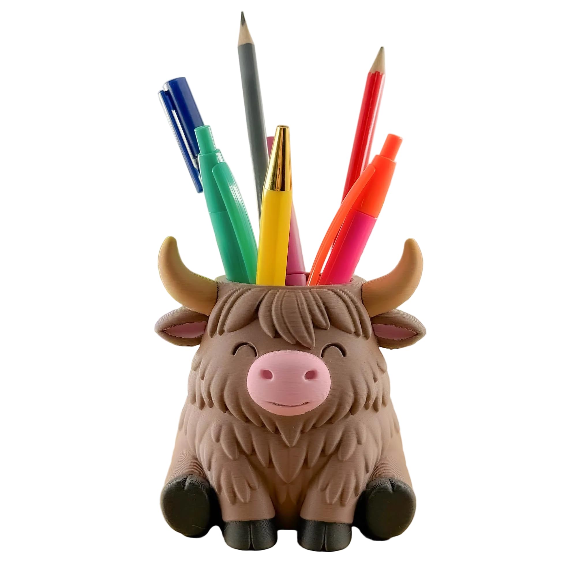 Image Industry Highland Cow Pen Holder – Desk Organiser – Animal Pencil Holder Pot