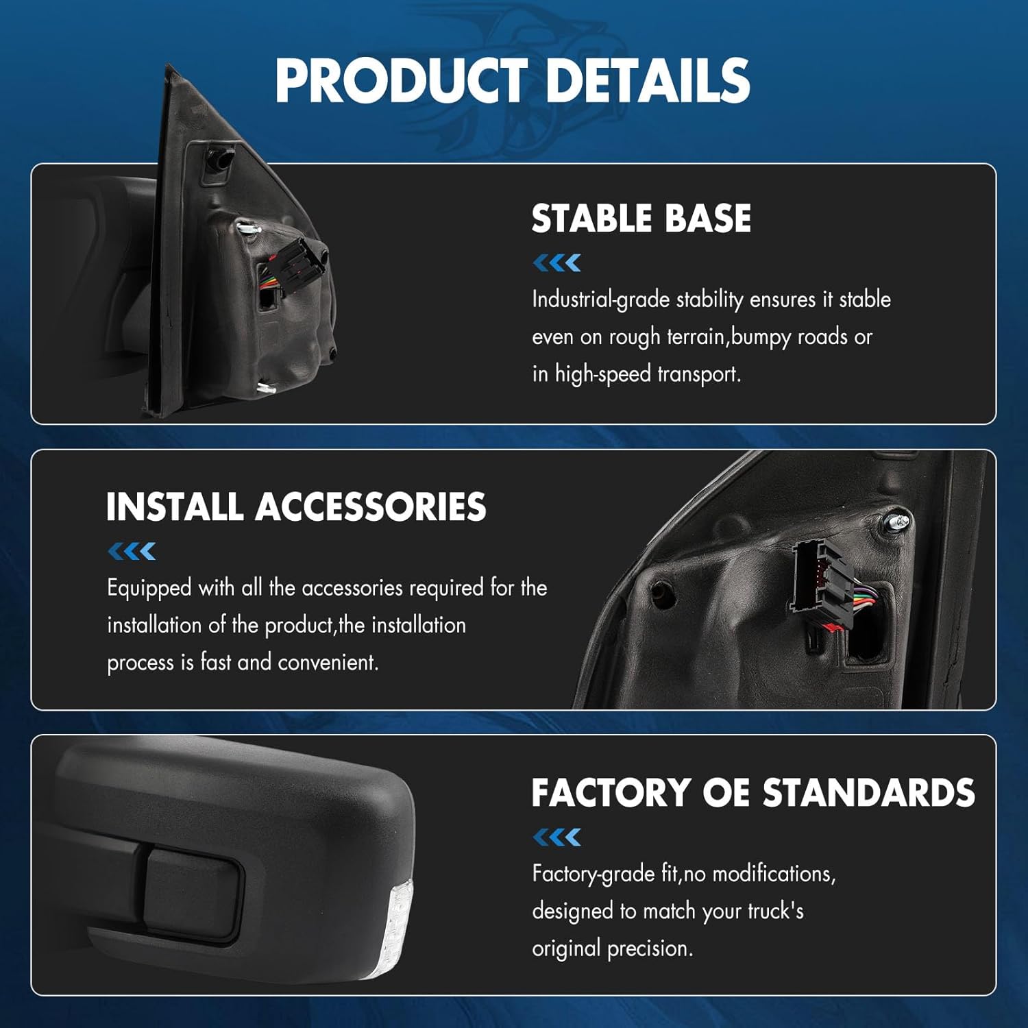 Towing Mirrors Fit For 2021-2024 For Ford For F150 Pickup Truck A Pair(Left Right Side Tow Mirrors) With Power Adjusted Heated Turn Singal Light Black Cap Housing