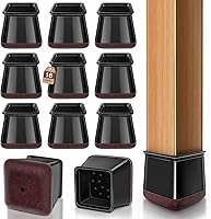 Vista 1 de Protectores de Piso para Patas de Silla Cuadrados, Protectores de Patas de Silla para Pisos de Madera Dura, Tapas de Silicona con Fieltro que
