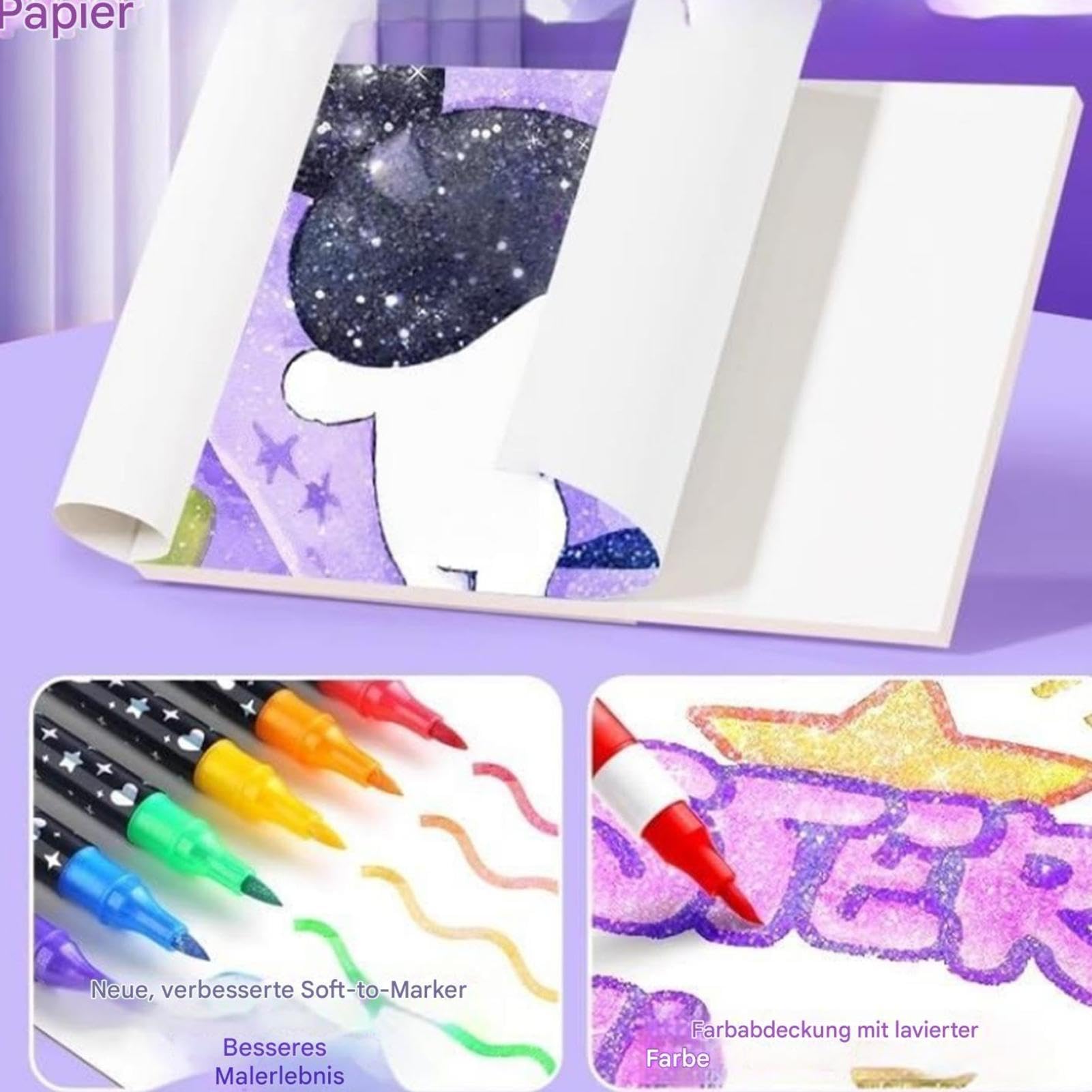 Rotuladores Brillantes con Purpurina para Colorear Lapices Artisticos Doble