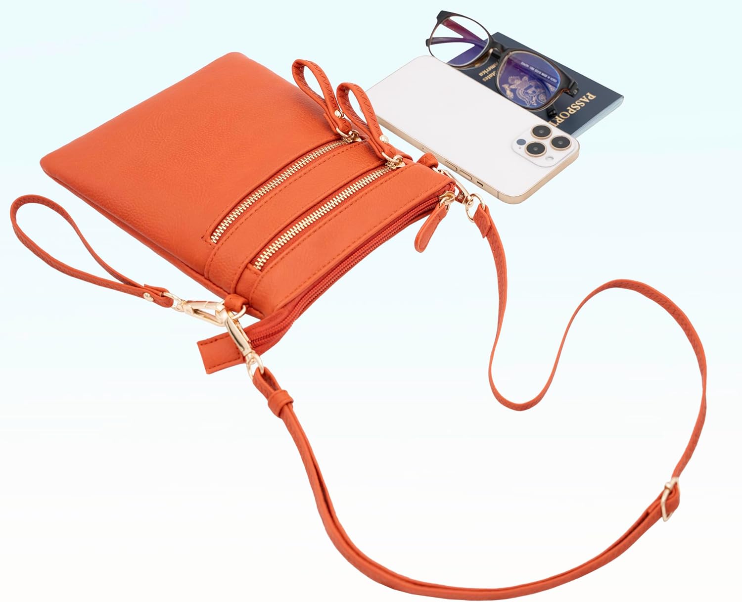 Solene Small Crossbody Bag for Women, Multi Zip Pockets with Detachable Wristlet, Lightweight Travel Purse, Cell Phone Pouch - Image 4