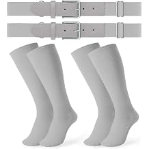 JASGOOD 2 Pack Baseball Socks and Belt Combo Set Softball Socks and Belts Elastic Waist Belt for Youth and Adult Boys