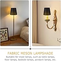 Vista 3 de Pantalla negra de tela para lámpara E14, base de forro dorado, pantalla de lámpara de tornillo para lámpara de mesa para el hogar, lámpara de pie