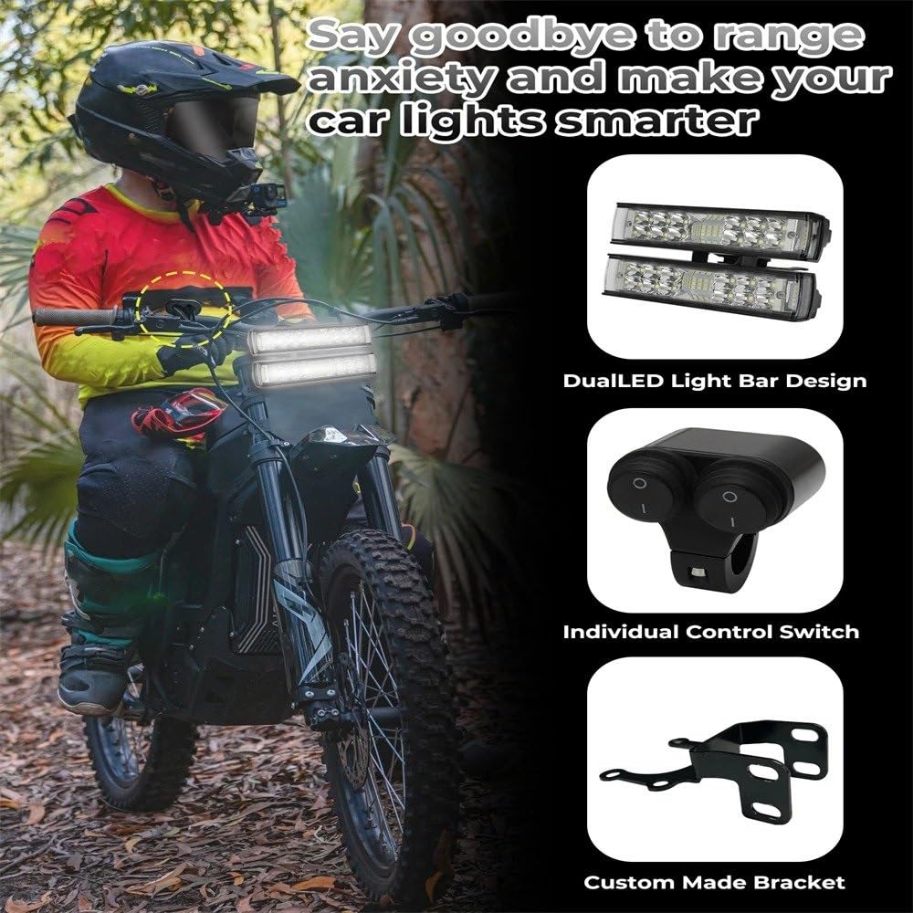 Fanale Anteriore Fari Moto 6500K Plug & Play Sport Head Light 5500Lm Faro Doppio Kit Interruttore Barra Luminosa Per Talaria Per Sting R MX4 Dirt Bike Elettrica