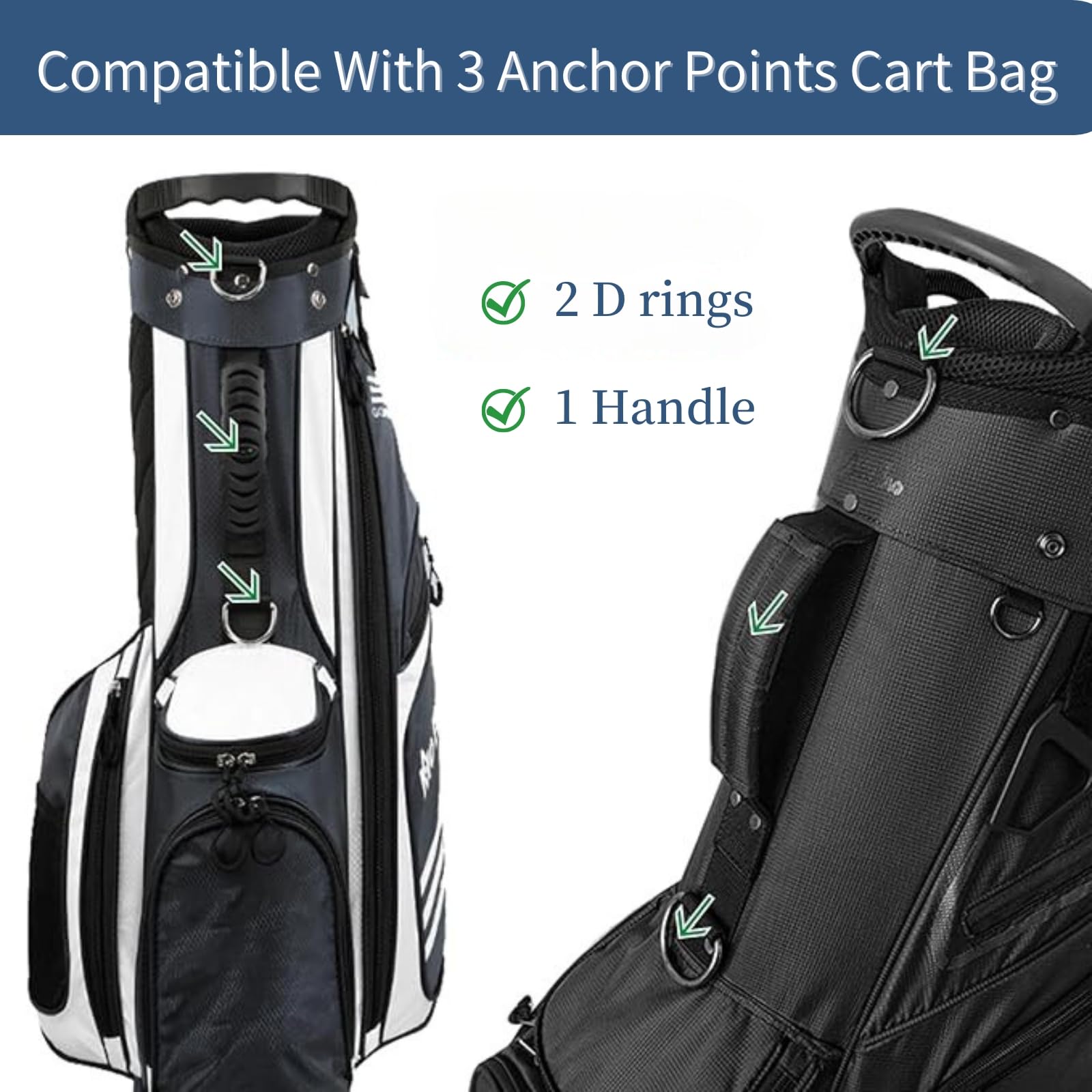 SUBORAWOS Golf Bag Straps, Replacement Double Shoulder Straps, Adjustable Softer Padding Golf Bag Straps - Image 3