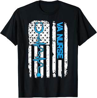 Vintage USA American Flag VA Nurse Patriotic Nursing Gifts T-Shirt