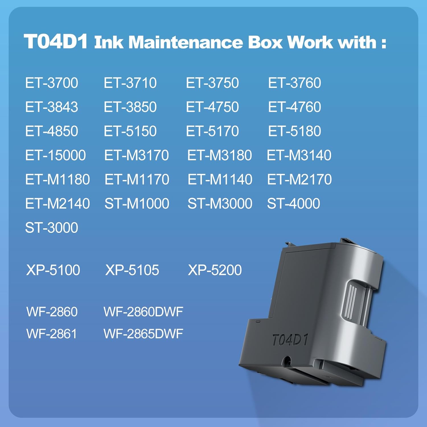 T04D1 Maintenance Box Compatibe for ET-15000 ET-3750 ET-3760 ET-3850 ET-4750 ET-4760 ET-4850 ET-3700 XP-5100 ET-2860 ET-3710 Printers,T04D100 Ink Maintenance Box EWMB2 2 Pack