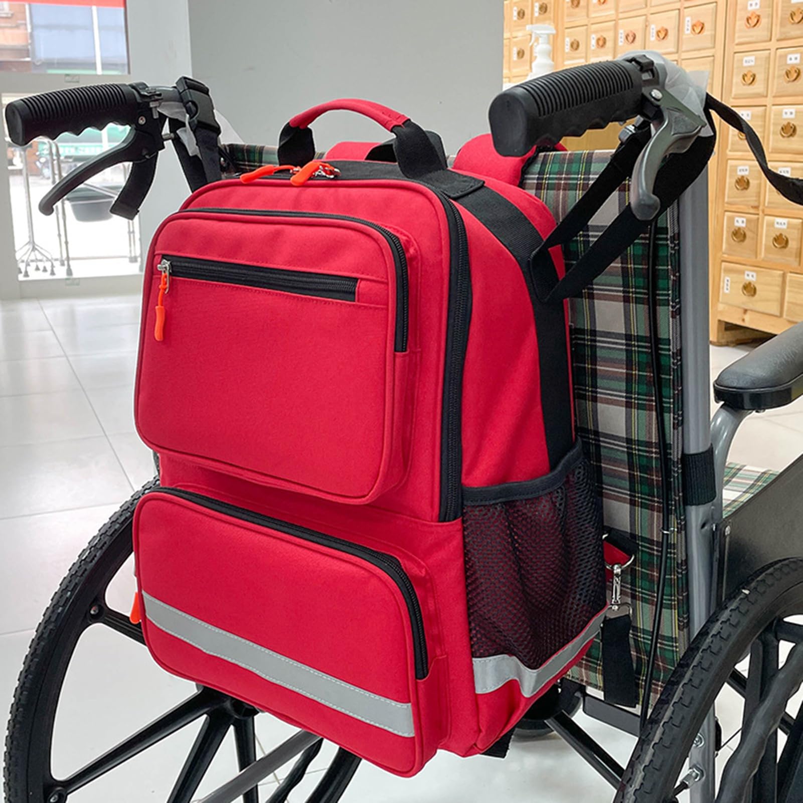 Borsa di Pronto Soccorso Vuota Rossa di Emergenza, Borsa di Primo Soccorso per Trauma, Zaino di Pronto Soccorso, Zaino per Sedia a rotelle per Viaggio Scolastico in Campeggio (Solo Borsa)