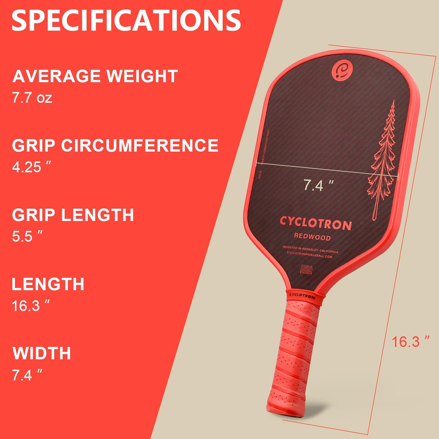 CYCLOTRON Carbon Fiber Pickleball Paddle - REWOOD - 16mm - Kevlar & T700 Carbon Fiber Hybrid Paddle, Includes a Paddle Cover