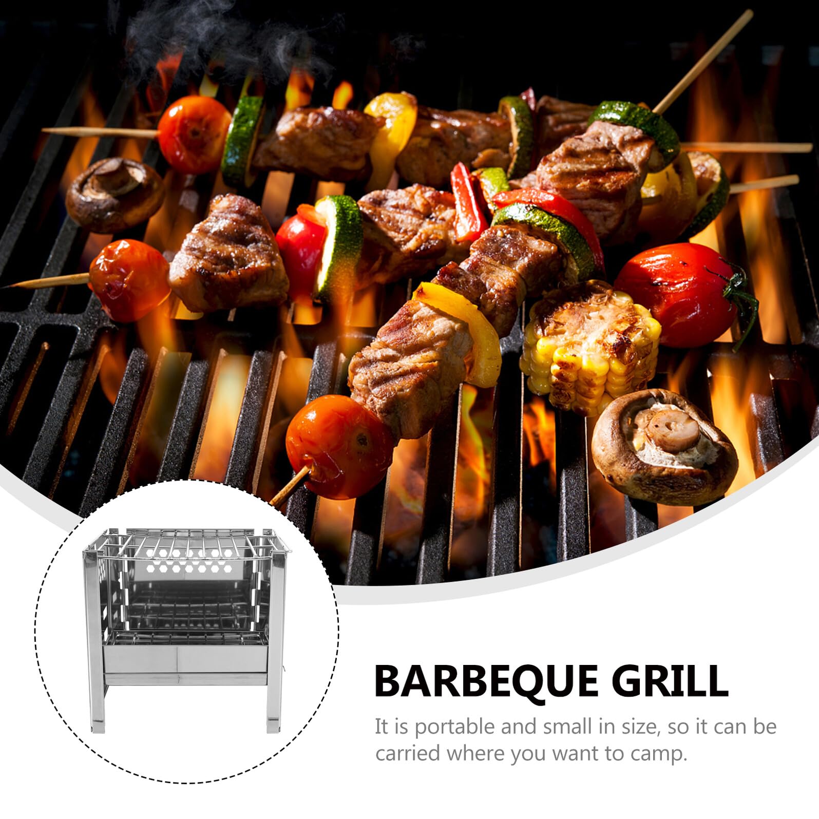 BESPORTBLE Parrilla de Barbacoa de Acero Inoxidable Portátil y Resistente para Camping Pesca y Actividades al Aire Diseño y Estable