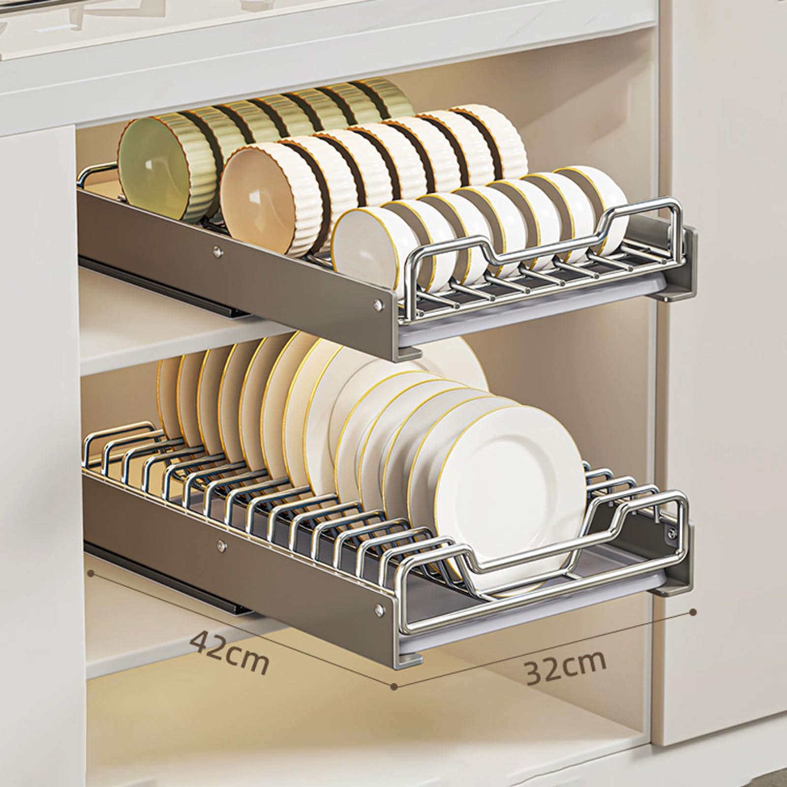 Bofiyma 2-Pack Paper Plate & Bowl Organizer - Under Cabinet Dispenser For Kitchen Storage, Space-Saving