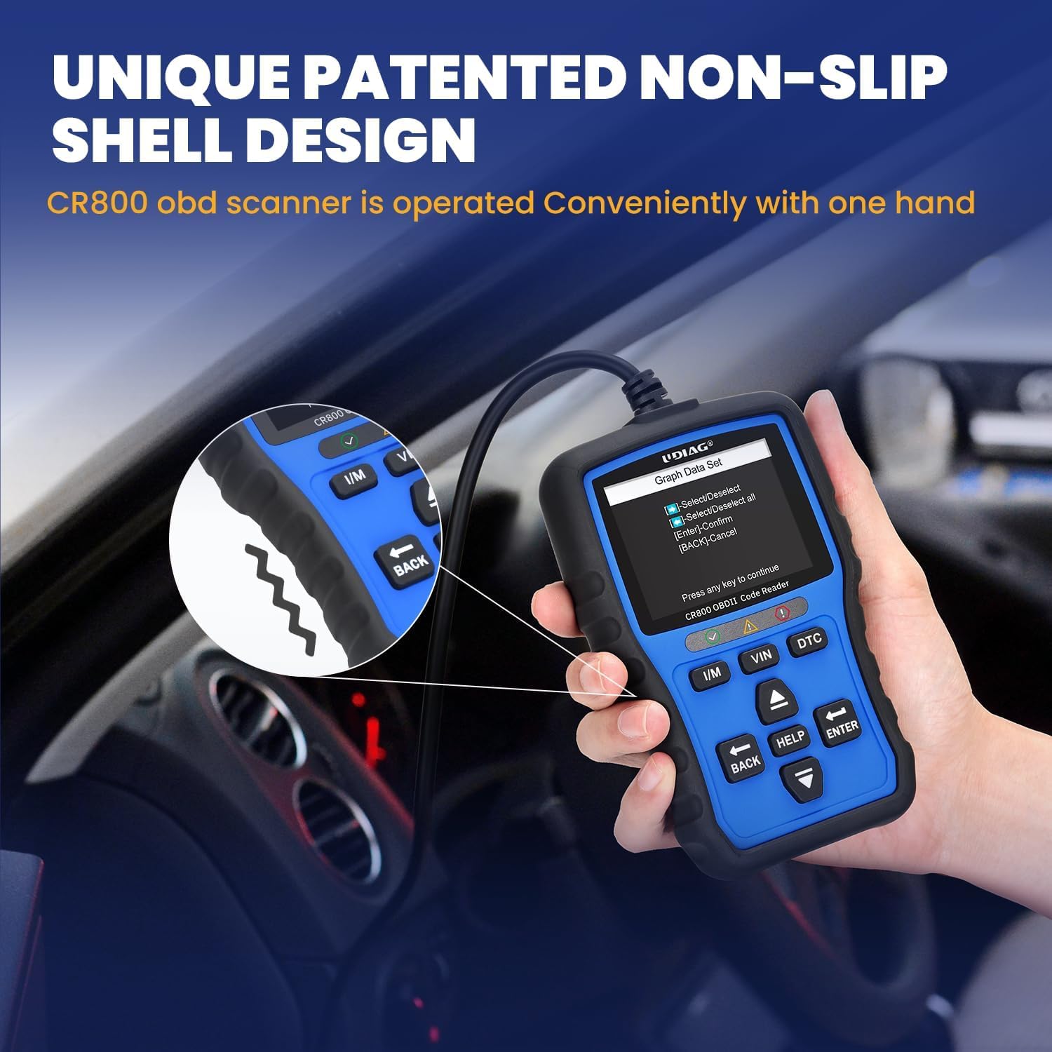 UDIAG CR800 non-slip shell design