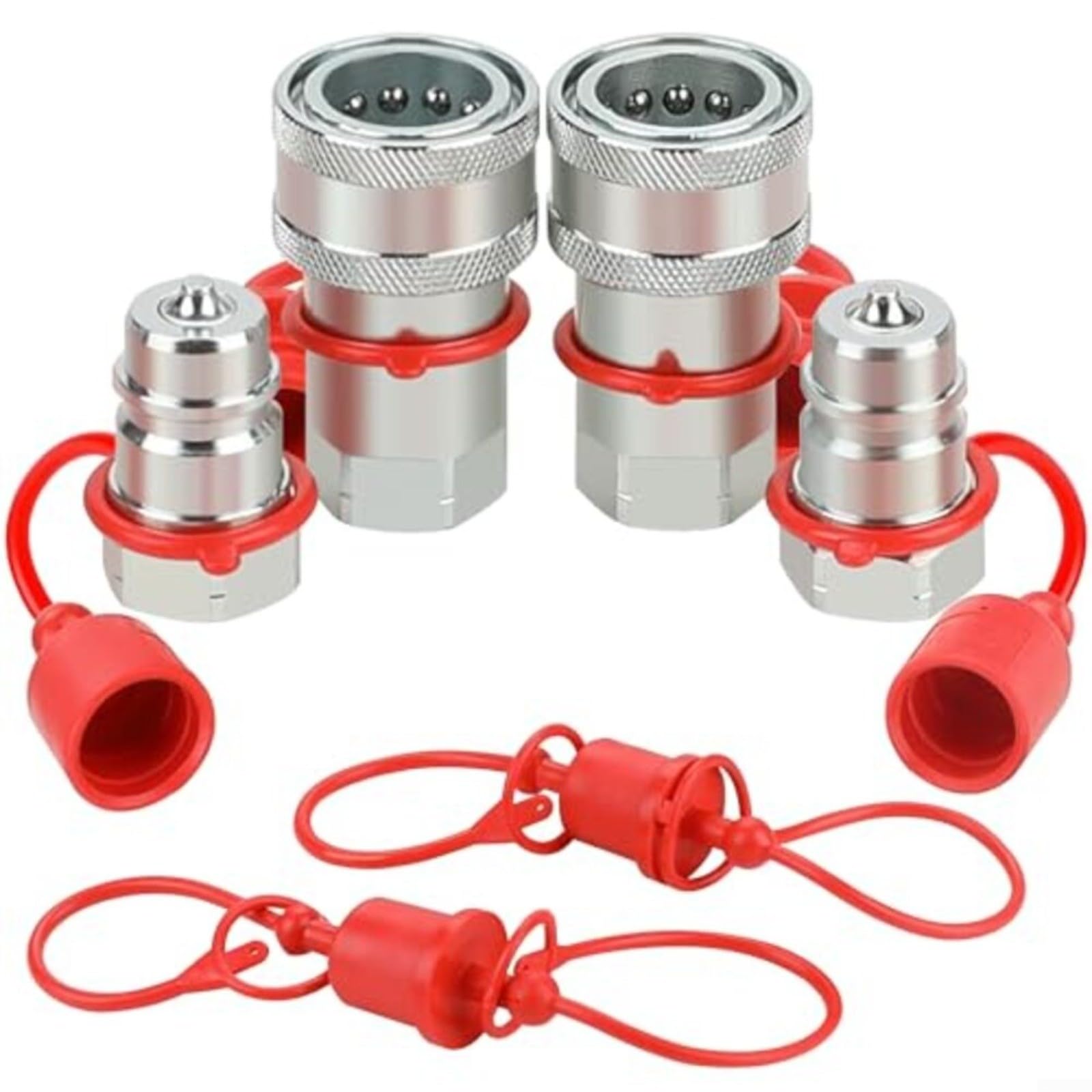 ISO7241-A Ensemble de raccords hydrauliques à connexion rapide en acier au carbone avec bouchon anti-poussière NPT 1/2 1/4 3/8" pour l'industrie de la construction agricole (NPT1/2)