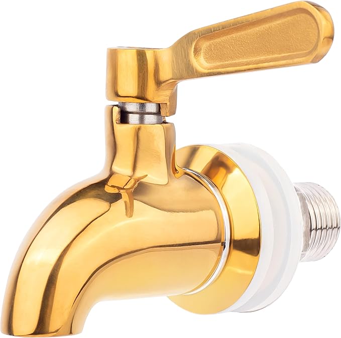 FOODLE Beverage Dispenser Replacement Spigot, Drink Dispenser Stainless Steel Spigot, Polished Gold, Gold Faucet