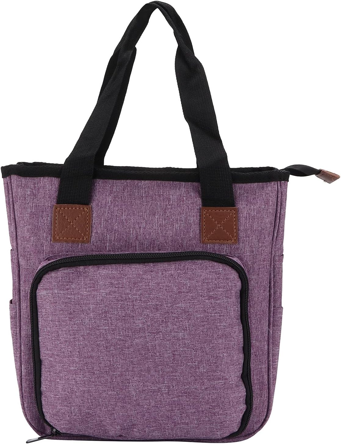 Knitting Bag for Crochet Hooks & Needles | Portable Multifunctional Oxford Cloth Storage Tote | Organize Yarn Wool Thread Supplies/Travel Projects/Home Craft (Empty Bag-Purple)