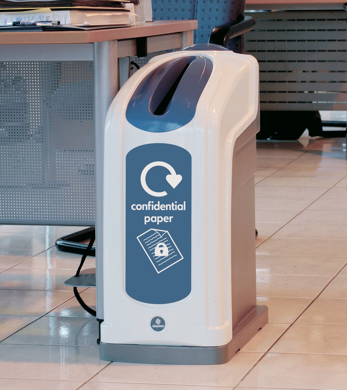 Buy Glasdon Nexus 50 Secure Lockable Confidential Waste Bin (Grey, Blue