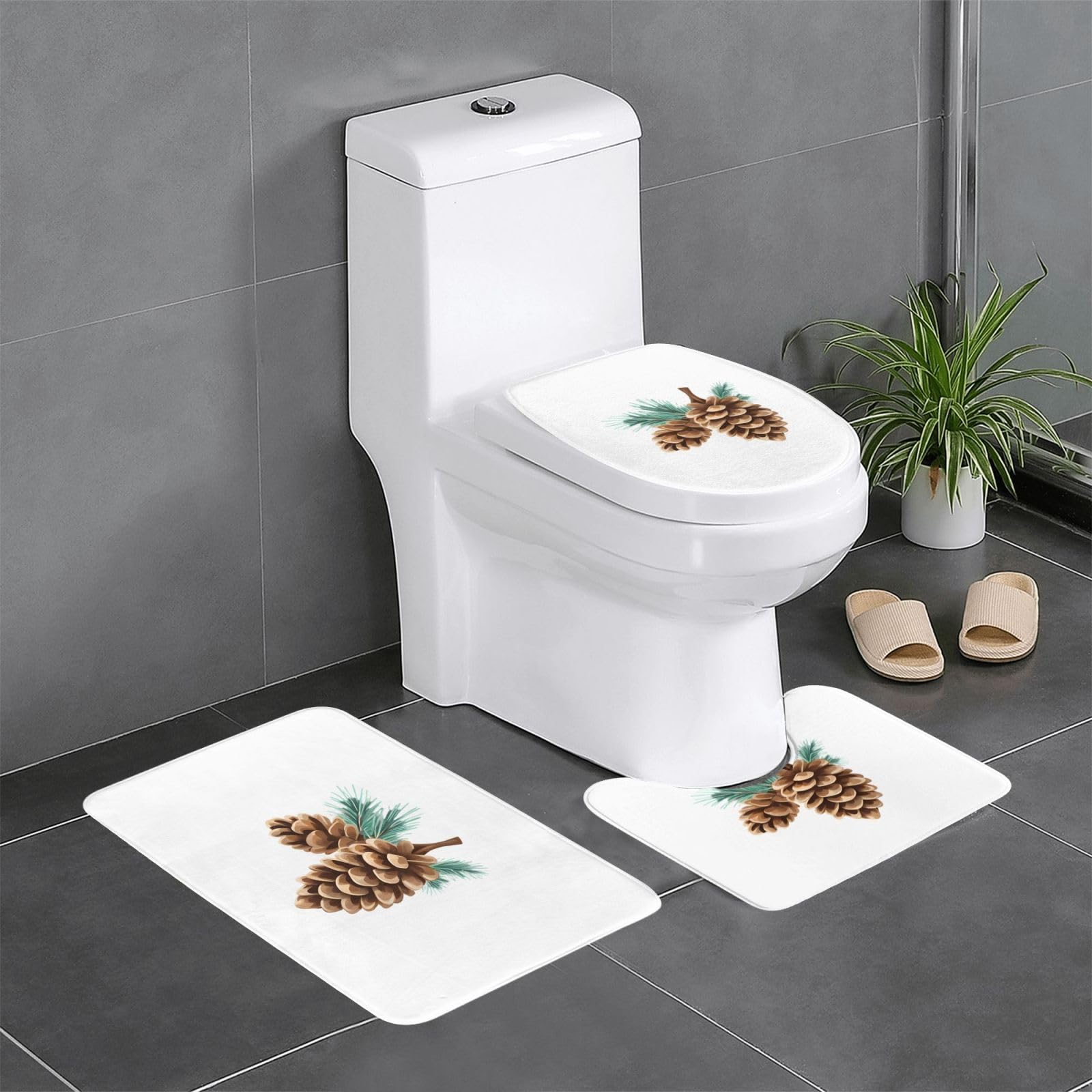 Tapis de salle de bain antidérapants WHJSHOP mignons pommes de pin