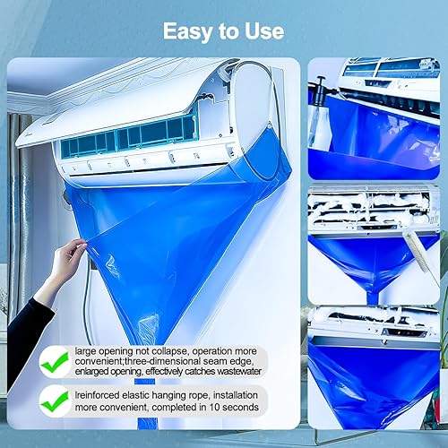 Miniatura 4 de Bolsa de limpieza Split Ac con amplia apertura y manguera integrada, bolsa de recolección de agua reutilizable a prueba de fugas para limpieza de