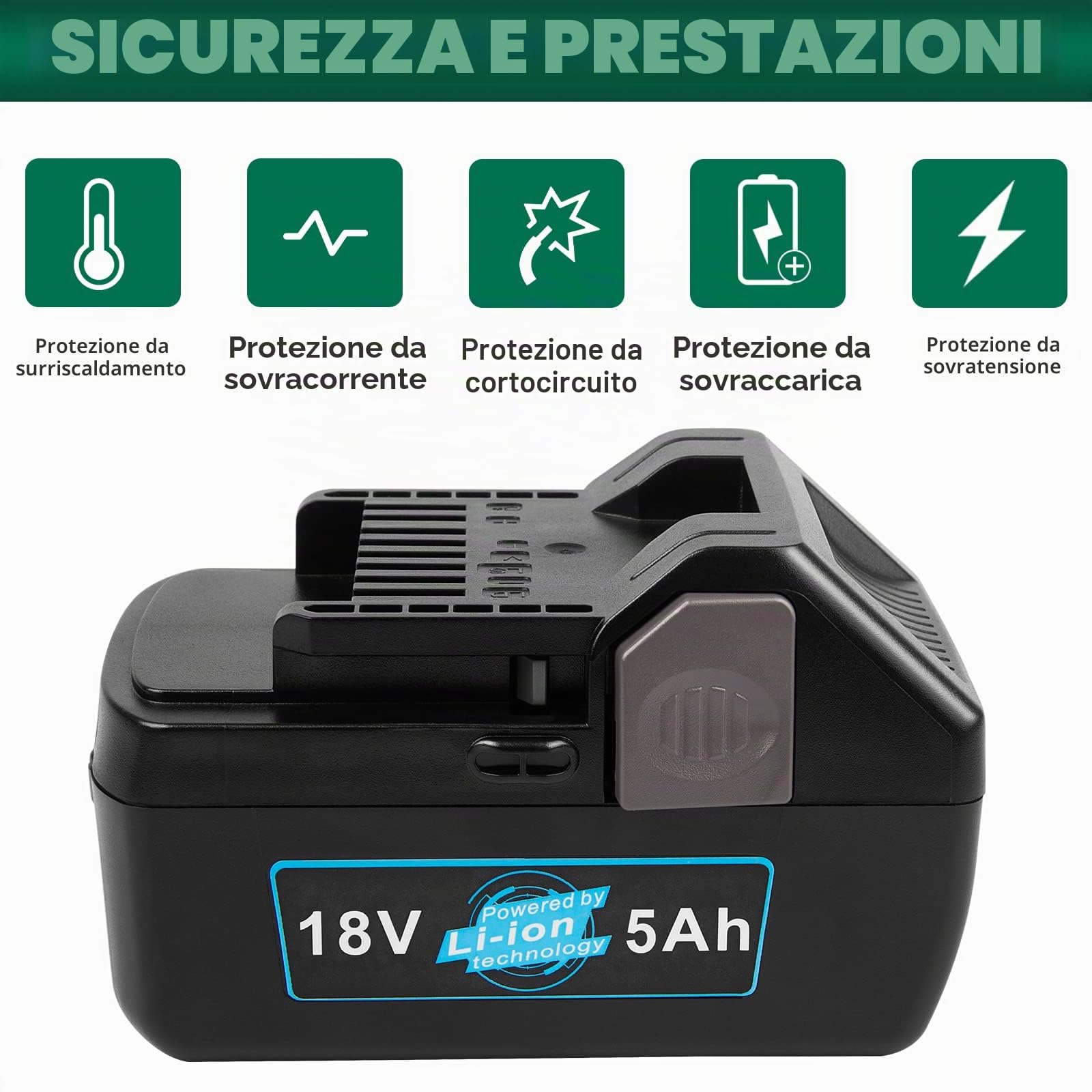 ASUNCELL 18V 5000mAh Batteria di ricambio per utensili elettrici per HITACHI 339782 BSL1830C 330139 330557 BSL1815X BSL1815S BSL1830 Hitachi C18DSLP4 CJ 18DSLP4 C 18DSL2 FCG 18DL Confezione da 2