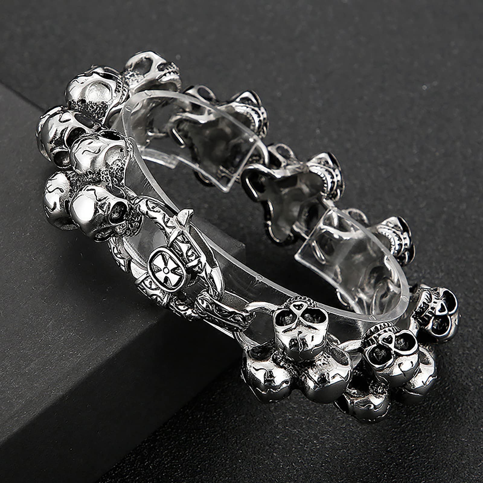 STANG Pulsera de Acero de Titanio Retro Personalidad Creativa Calavera Hombres Salvaje Punk Hip Hop Pulsera joyería Regalo