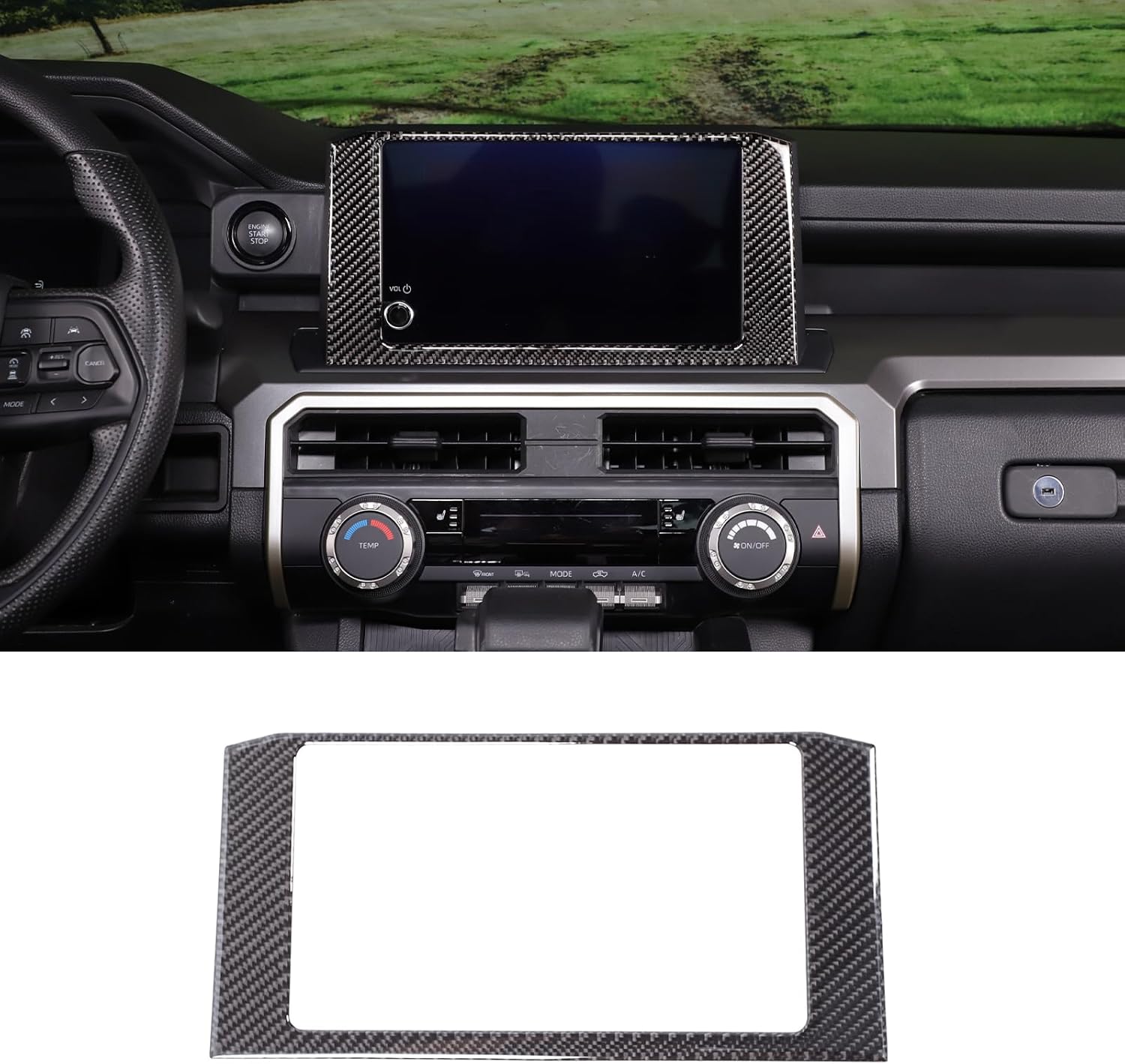 Dashboard Navigation Screen Frame Cover Trim Compatible with Toyota Tacoma 2024 2025 8IN Screen, Carbon Fiber Car Interior Decoration Accessories (Carbon Fiber Pattern)