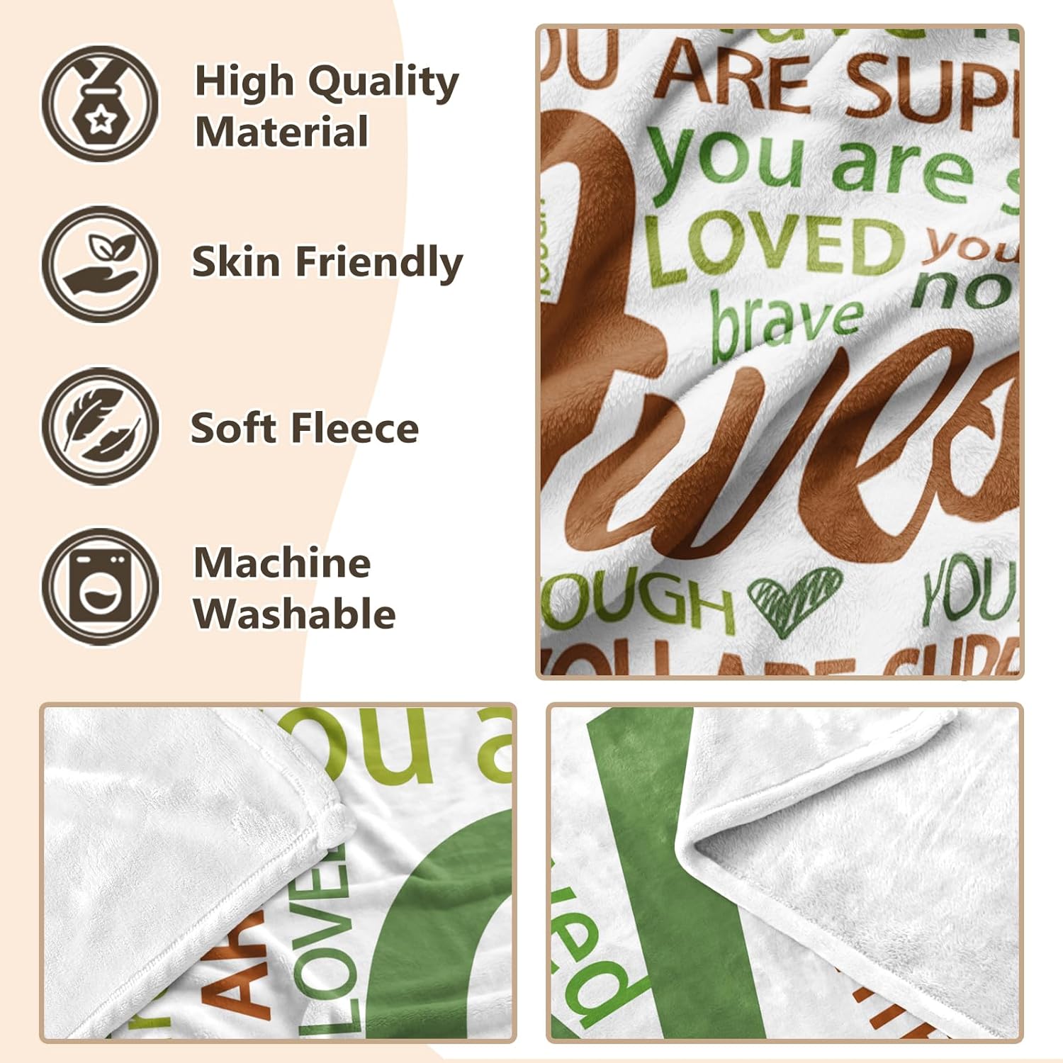 Super Soft Hug Blanket for Boy Girl, Inspirational Healing Gift for Cancer Patients, Post Surgery Recovery, Chemo Support, Hospital Stay, Thinking of You Gift for Daughter Son Friend, 50"x60" - Image 7