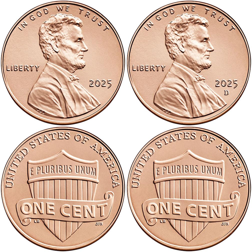 2025 P,D AU/BU Lincoln Shield Cents US Mint Uncirculated 2 Coin Set - Imagen 1