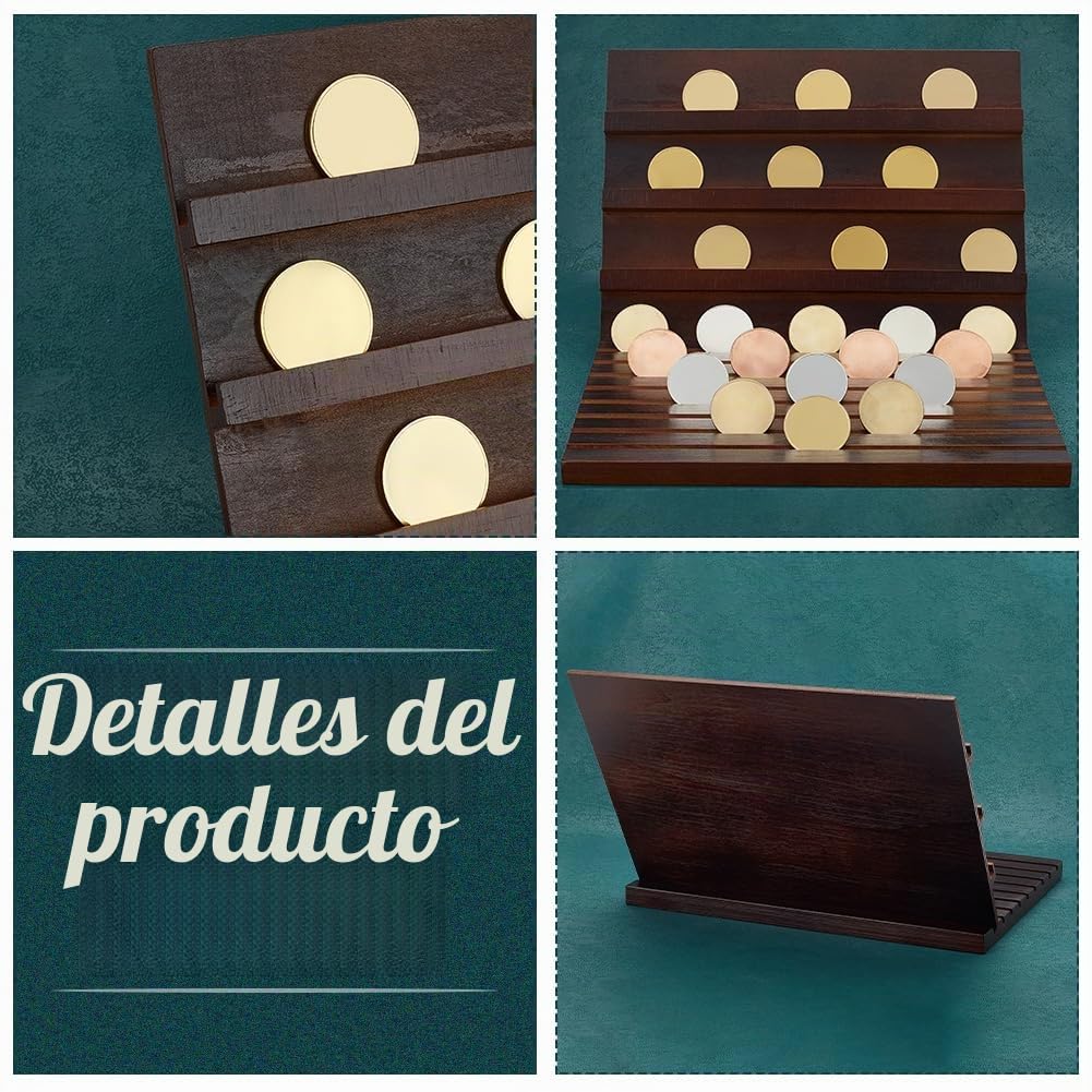 PH PandaHall Expositor para monedas Challenge, monedero rectangular de madera con monedero para escritorio, 22 x 30 x 22 cm