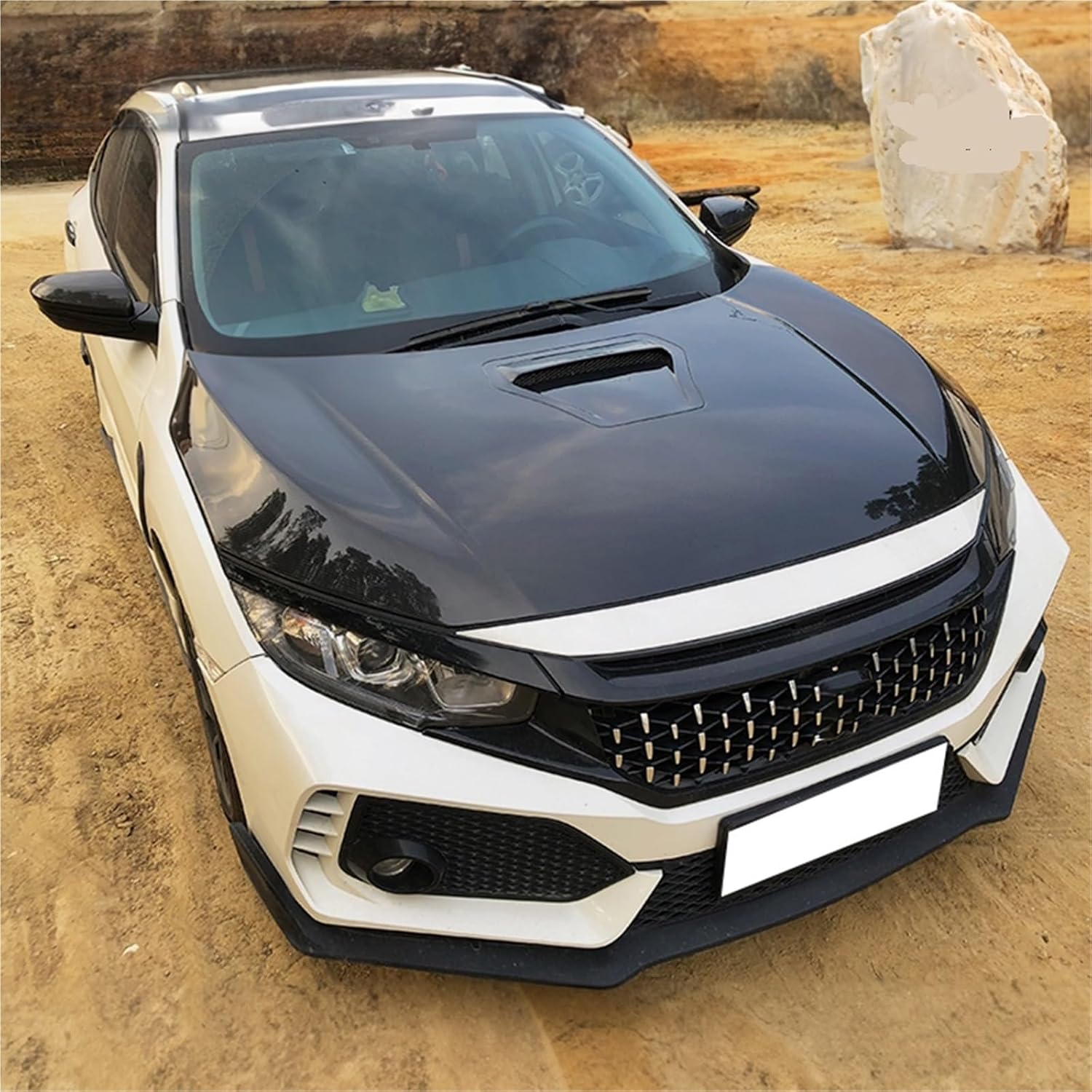 Custom Carbon Fiber Car Hood Bonnet Vent Compatible for Honda Civic Hatchback Fc1 Typer R 10th