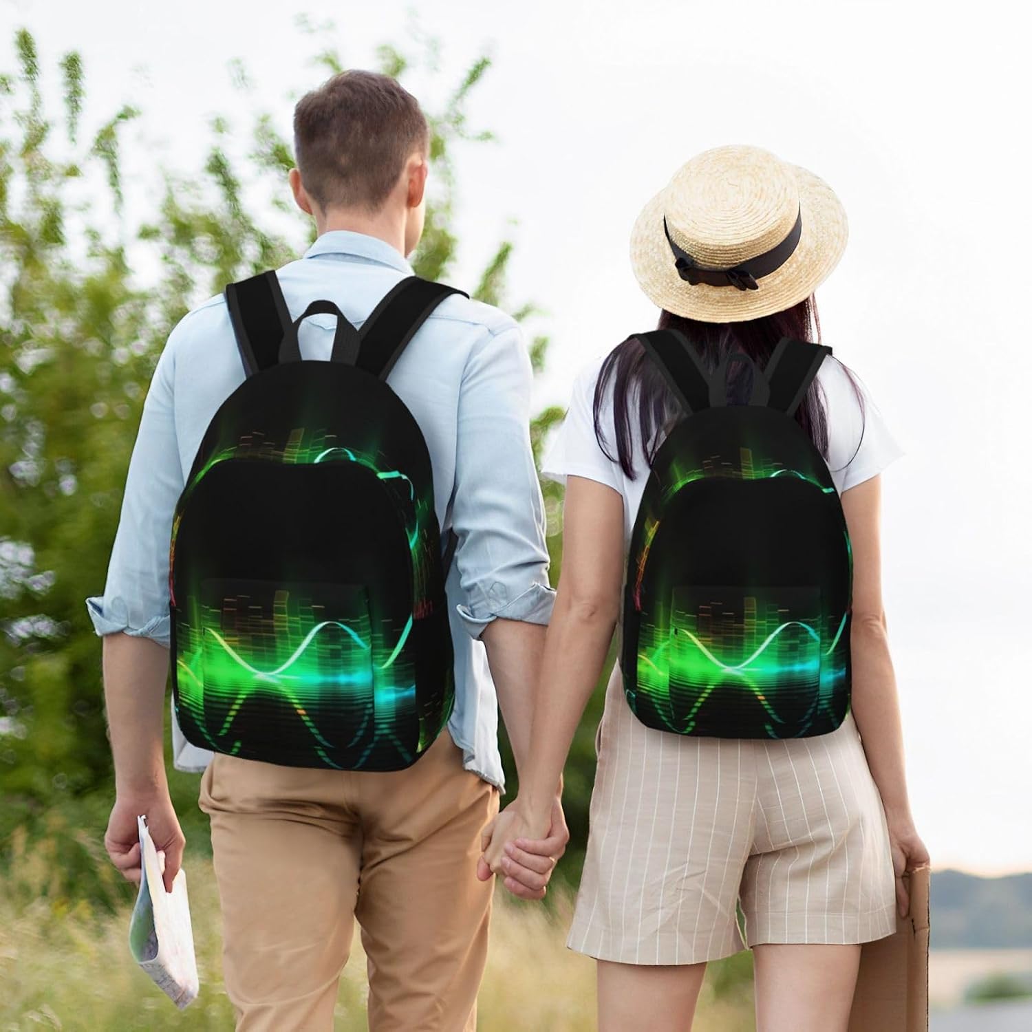 Canvas Backpack for Men Women Lightweight Laptop Backpack Cool Music sound wave Laptop Bag Daypack for Travel image 4
