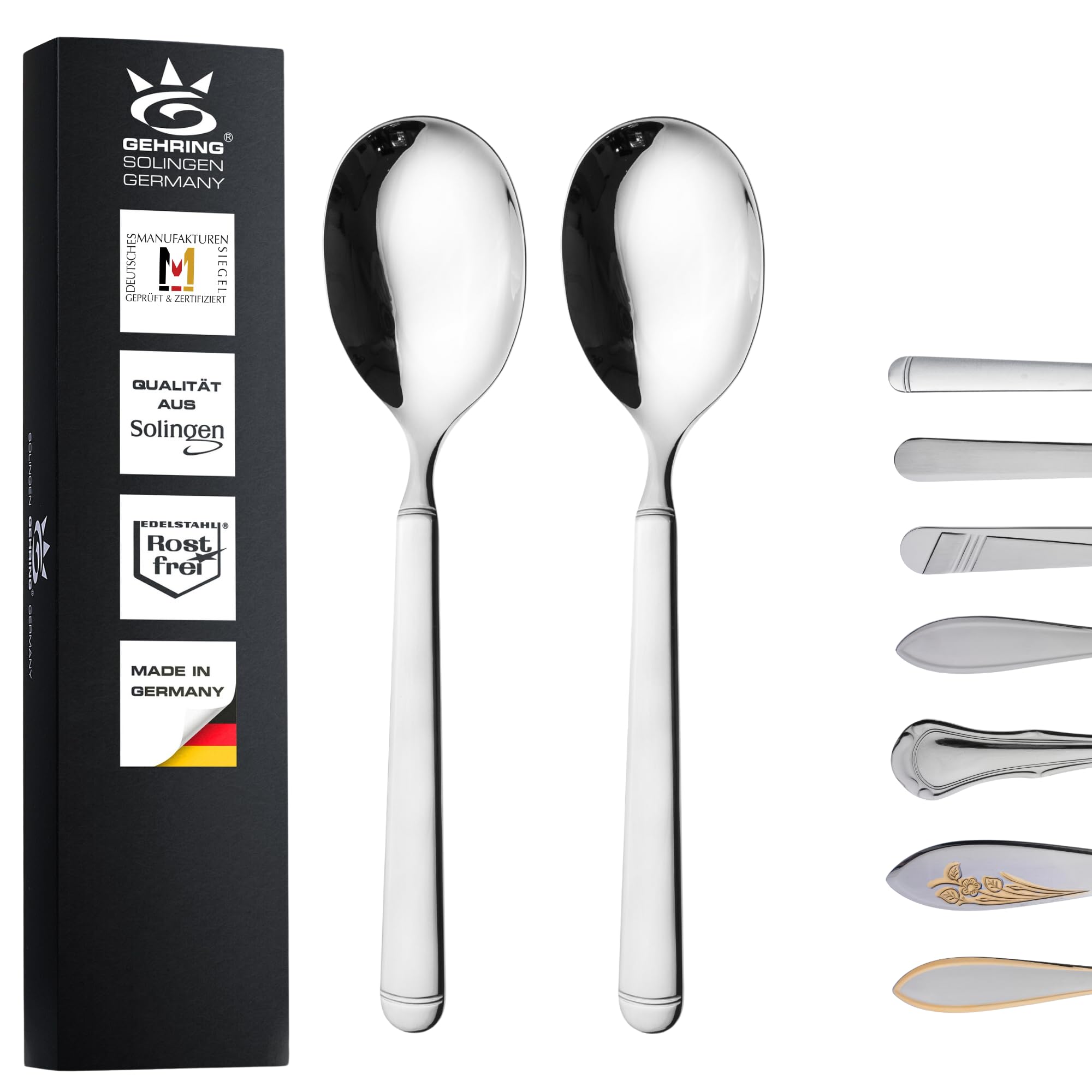 SOLINGEN| Gehring Set di 2 cucchiai da portata, in acciaio inox, 18/10 | Made in Germany