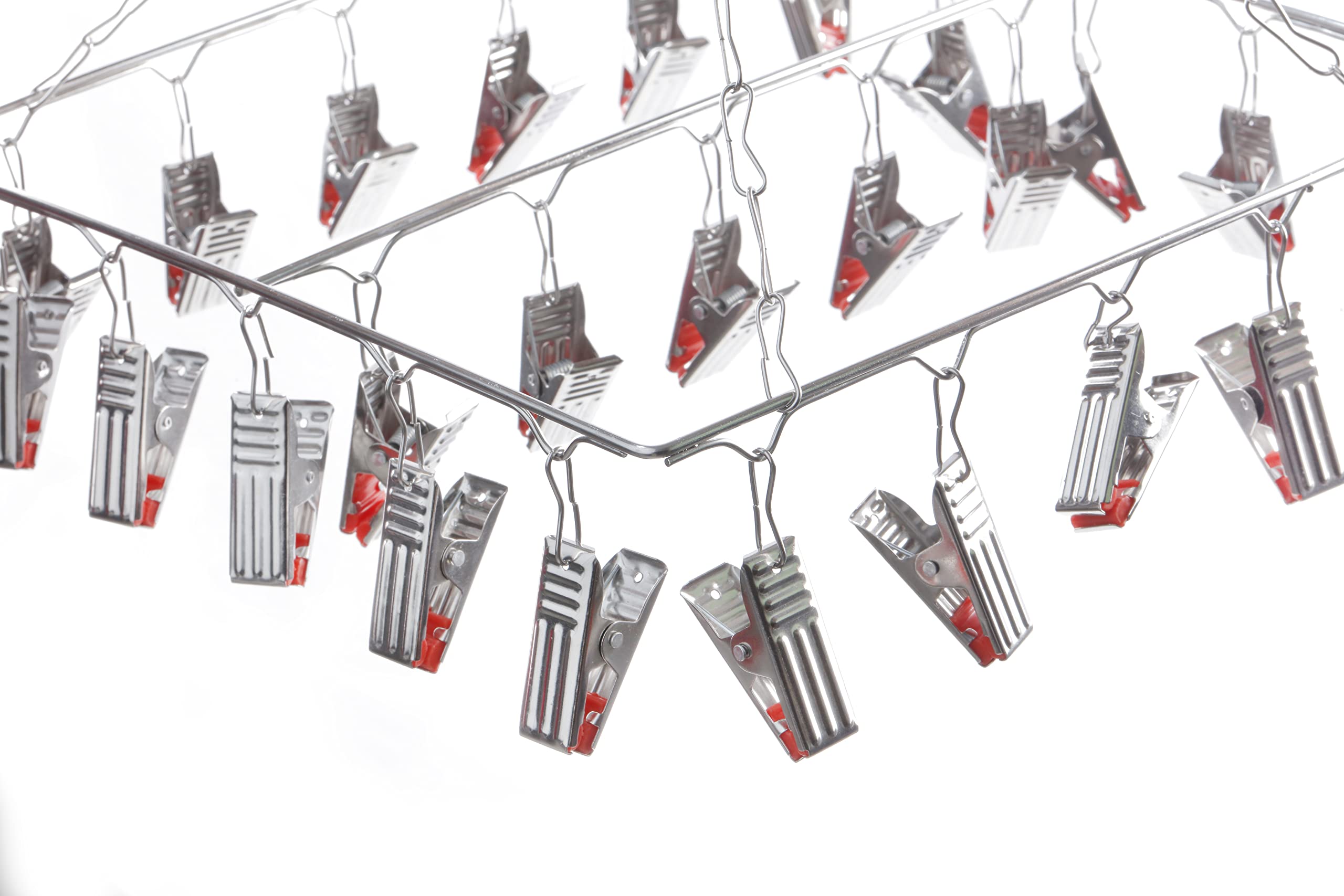 WEWEL® Deluxe Square Stainless Steel Clothes Drying Hanger - Oreo Clips Heavy Quality Rust Free Pegs for Diapers, Hosiery, Socks, Undergarments, and Infant Clothes: 25 pc