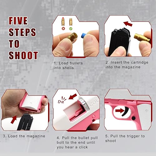 Miniatura 5 de Pistola de juguete de bala suave con 50 balas de espuma, pistolas de juguete de expulsión de concha, juguete para ansiedad, pistola de espuma y