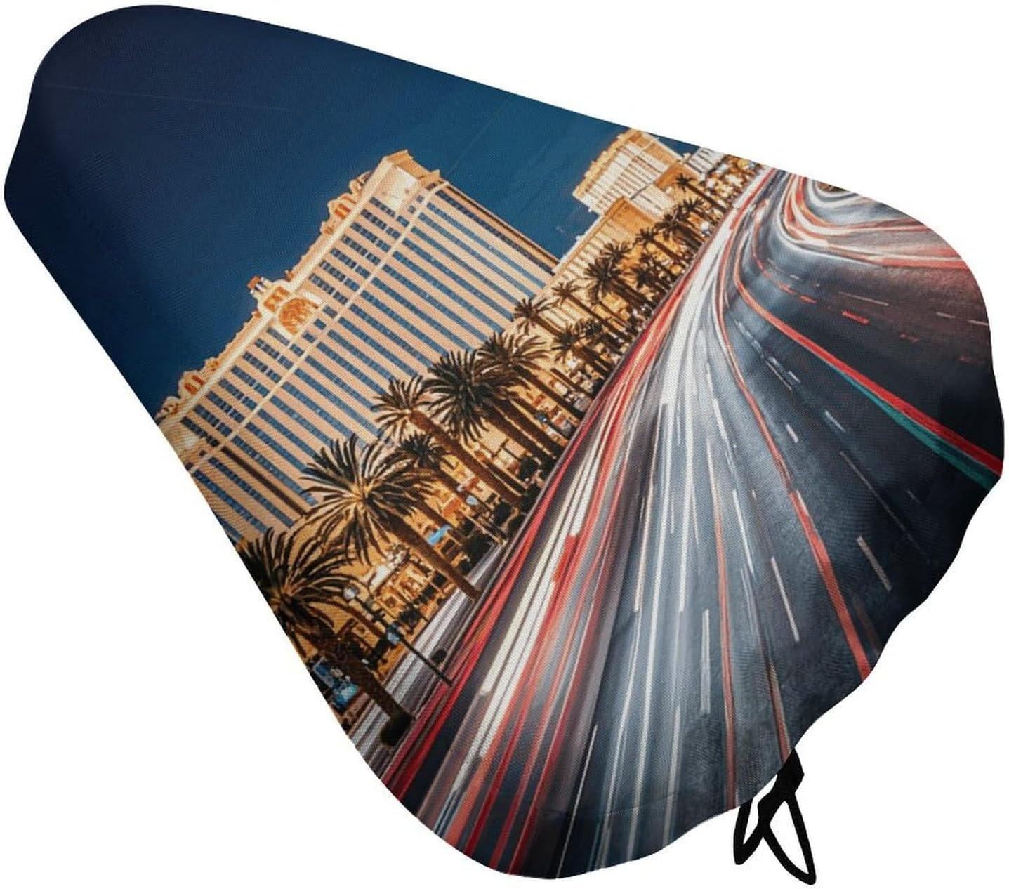 Las Vegas Night Bike Seat Cushion Waterproof Road Bike Seat Cover for Women Men Comfort Bicycle Seat Rain Cover with Drawstring Padded Mountain Bikes Saddle Fit for Exercise Stationary Bikes