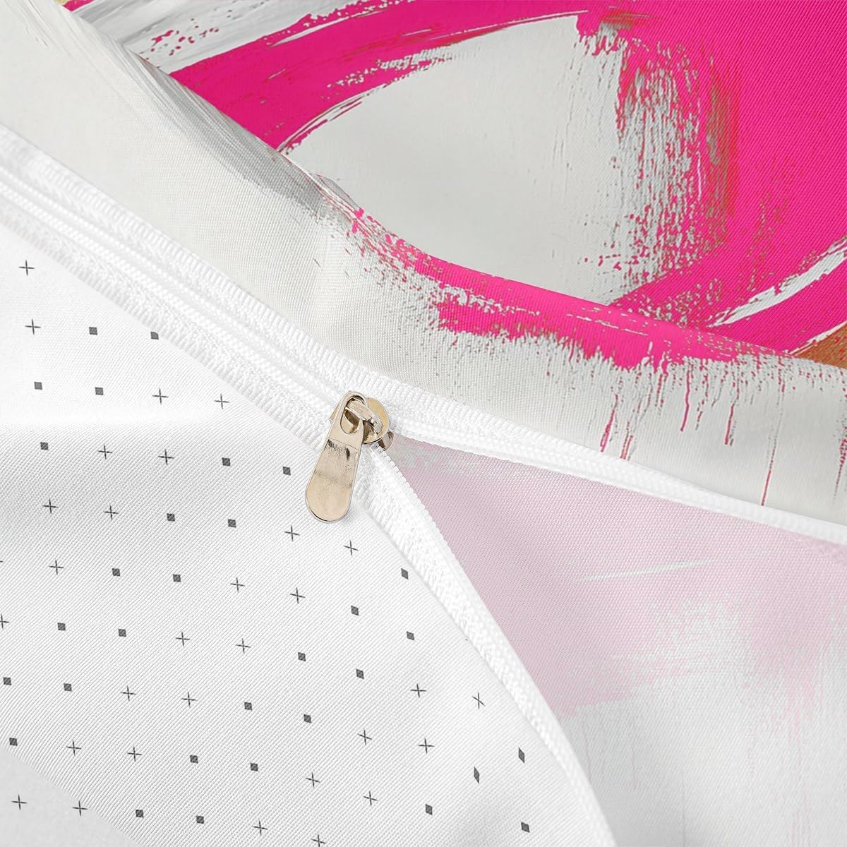 jejeloiu Pink White Abstract Art Bedding Set Toddler Size Kids Modern Abstract Duvet Cover for Boys Girls Geometric Minimalist Comforter Cover Soft,No Comforter