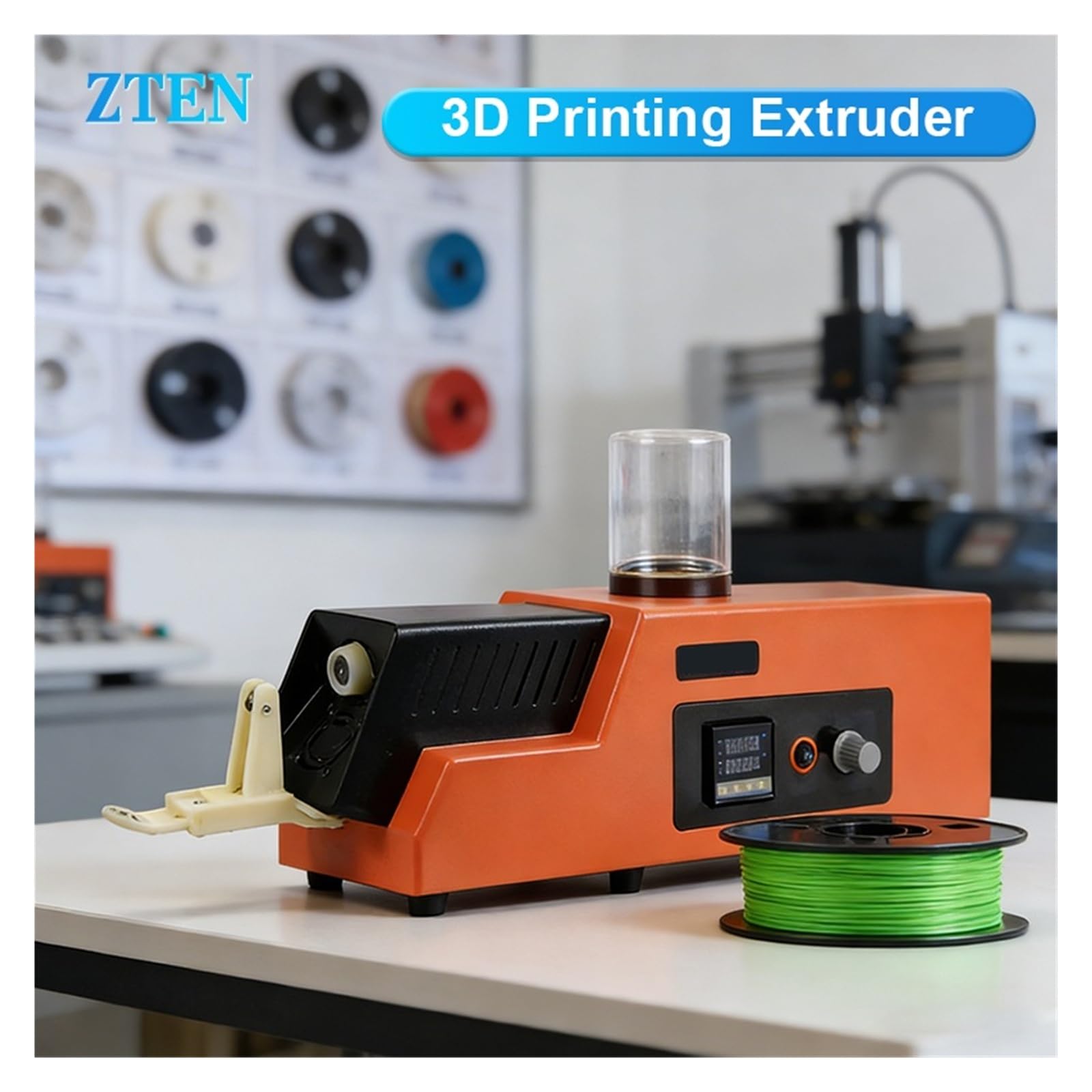 Materiały eksploatacyjne do druku 3D Wytłaczarka do drukarki stacjonarnej o rozmiarze 1,75 mm i 3 mm Maszyna do wytłaczania z regulacją prędkości z akcesoriami(Extruder)