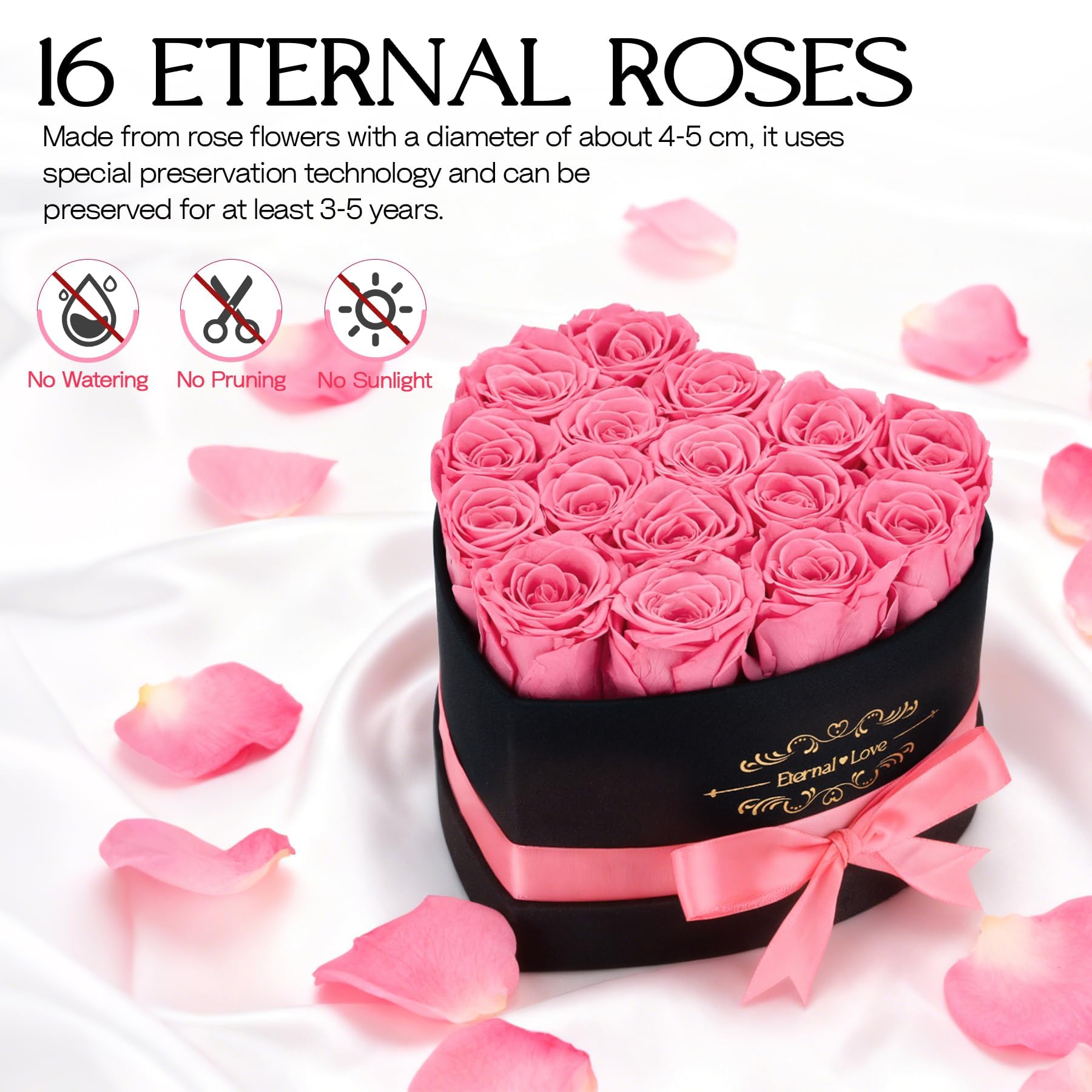 16 Rosa Ewige Rosen Herz Geschenkbox, Infinity Rosen Konservierte Blumen Rosenbox, Valentinstag Muttertag Geburtstag Hochzeitstag Geschenke für Mutter Freundin Ehefrau Oma Frauen Frauen