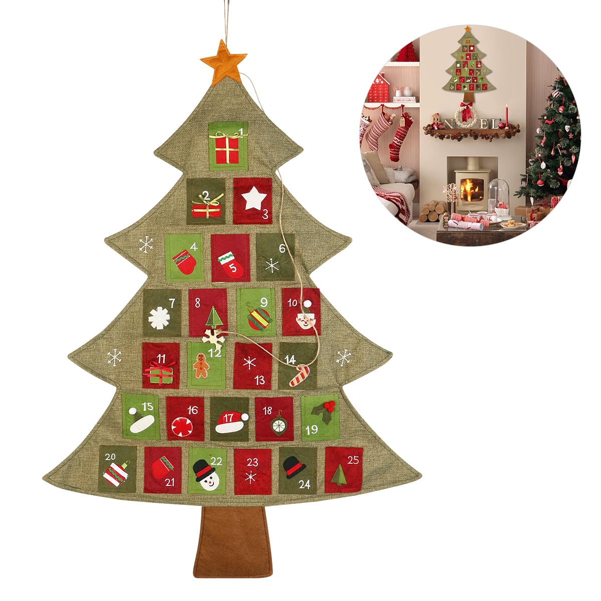 Bestonzon Calendario de Adviento de Navidad 64x89 cm
