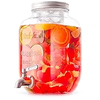 Avilia Dispenser in Vetro per Bevande 4L con Rubinetto Cromato