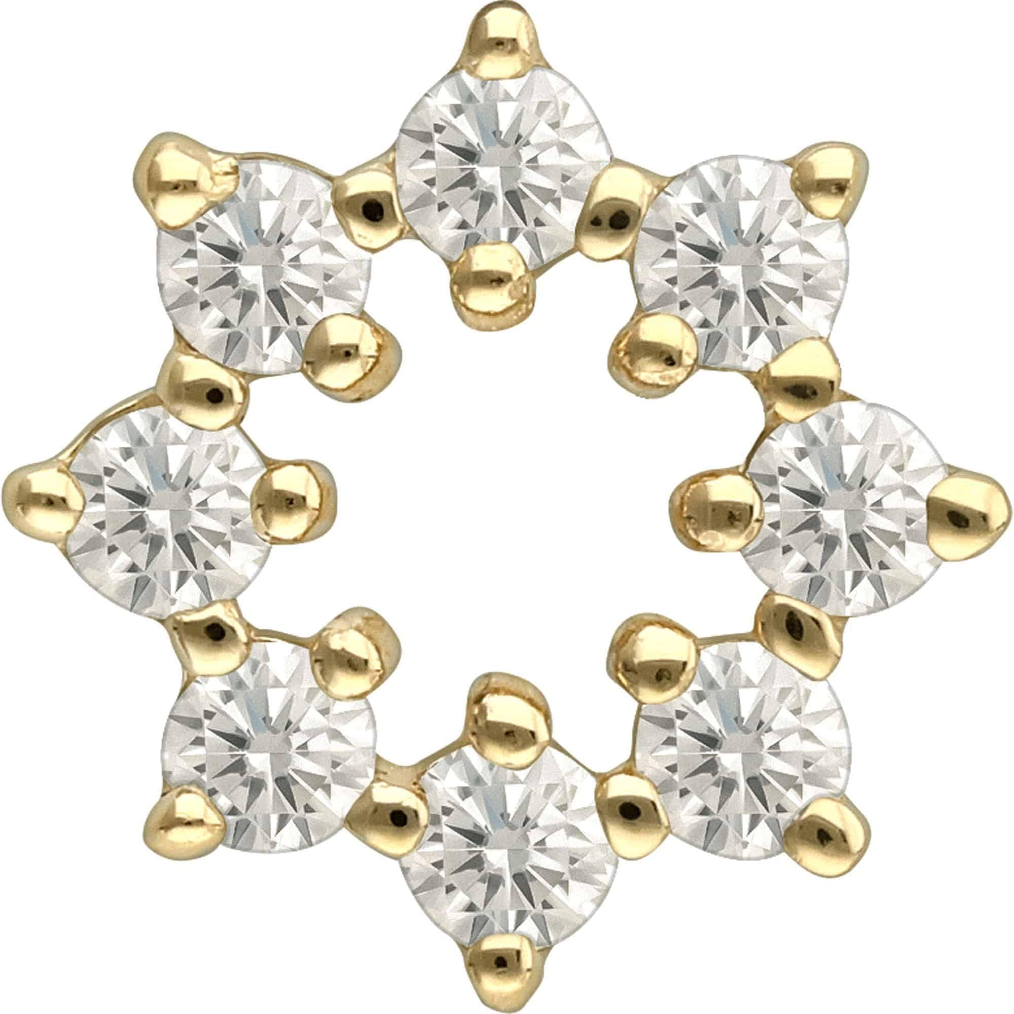 PIERCINGLINE 14 Gold Anhänger für Clicker MOISSANIT-KREIS 585er Gold - Goldfarben