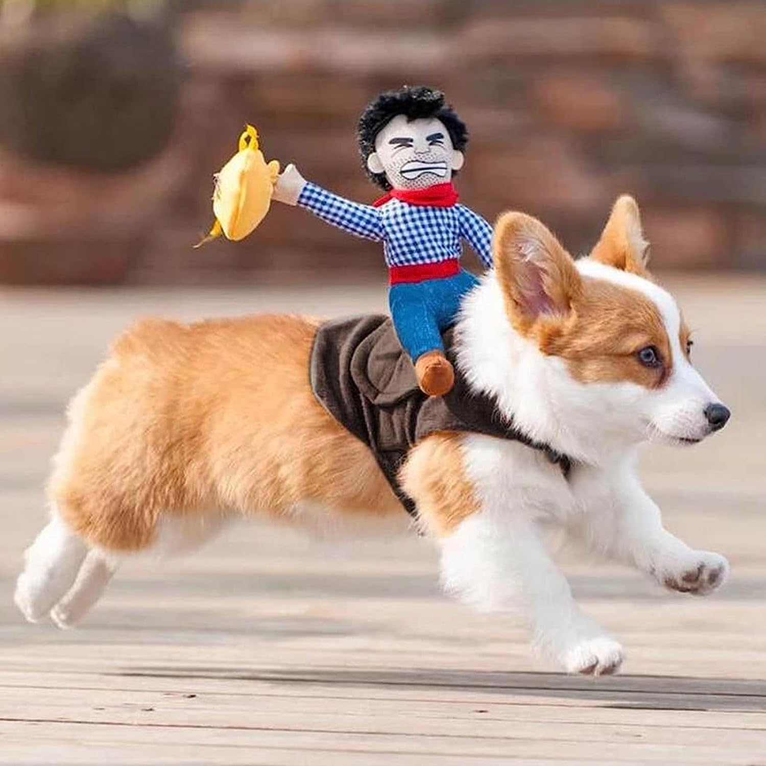 NALACAL Dog Costume Cowboy Rider, Gladiator Knight Style Dogs Clothes with Doll and Hat, Funny Cosplay Knight Riding Clothes for Birthday Party Outfit Festival, M