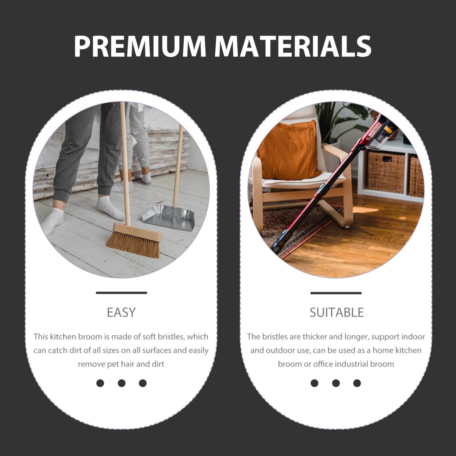 OSALADI Cleaning Brush Wood Broom Kitchen Bristle Broom Wooden Broom Home Bristle Broom Household Broom Home Broom Wood Sweeper Long Handle Bristle Broom Outdoor Metal Handle Bristle Hair