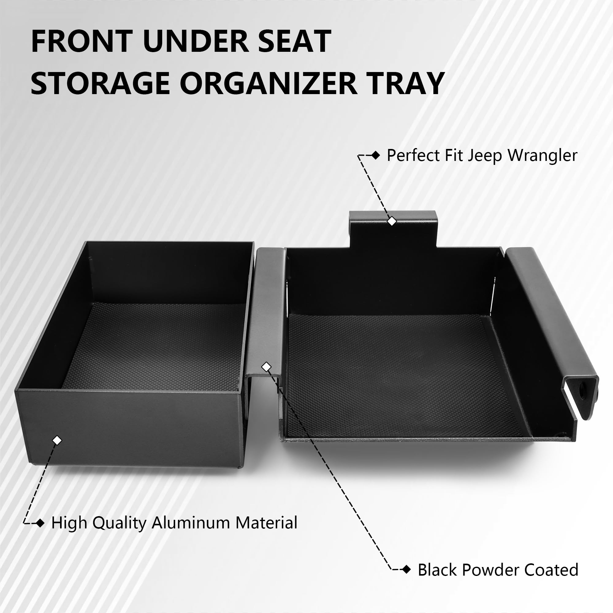 sukemichi Organizador de asiento delantero de coche para accesorios Jeep JL, bandeja de almacenamiento delantera debajo del asiento para Jeep Wrangler JL Gladiator JT 2018-2025, organizador de